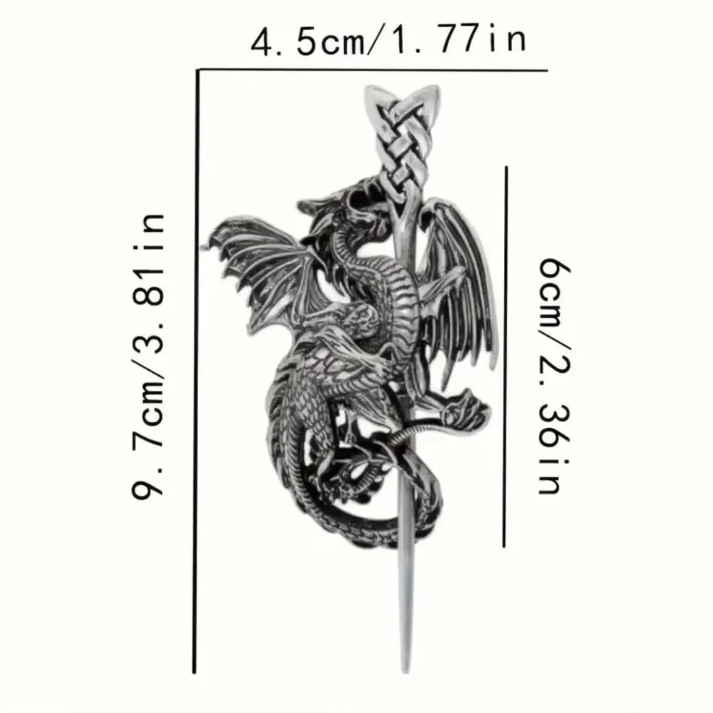 Wyvern Dragon Hair Stick Barrette Bronze Nordic Myth Viking Fantasy Twist Clip